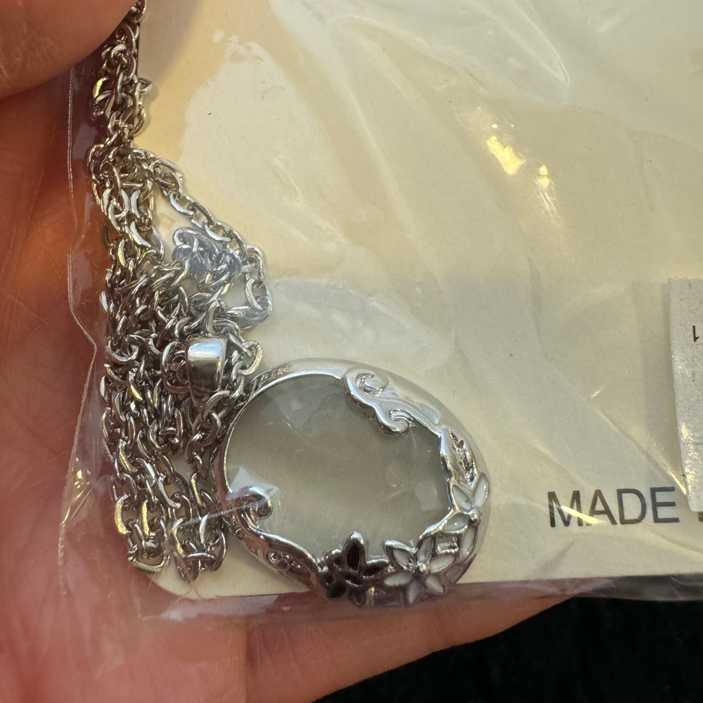 2 FOR $20 Bijoux By Meera Genuine Cat's Eye Pendant Necklace NEW - Picture 2 of 2